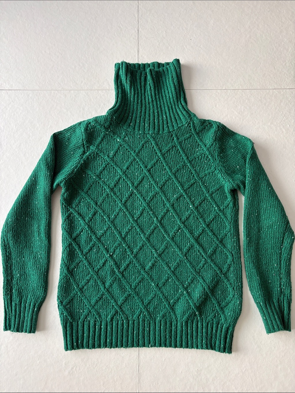 Green Cable-Knit Turtleneck Sweater - Women size M